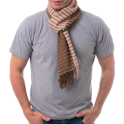 100% alpaca men's scarf, 'Arequipa Adventure' - 100% alpaca men's scarf