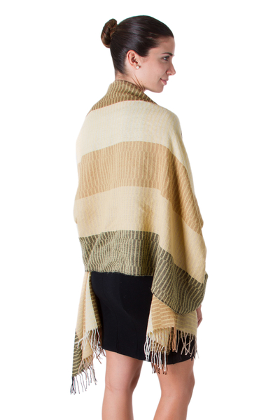 100% alpaca shawl, 'Huancayo Warmth' - Handmade Peruvian Alpaca Wool Patterned Shawl
