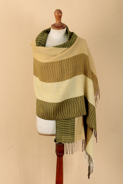 schal aus 100 % Alpaka - Handgefertigter Schal mit Muster aus peruanischer Alpakawolle