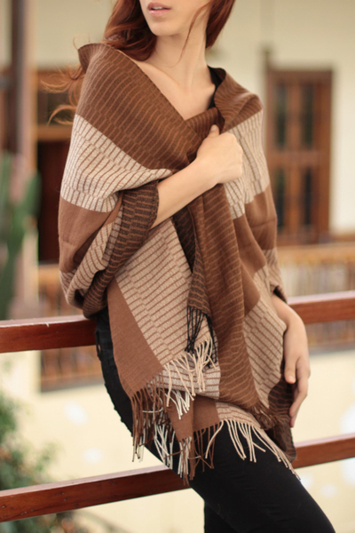 100% alpaca shawl, 'Huancayo Intensity' - 100% alpaca shawl