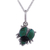 Chrysocolla and obsidian pendant necklace, 'Silver Scarab' - Chrysocolla and obsidian pendant necklace (image 2a) thumbail