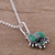 Chrysocolla and obsidian pendant necklace, 'Silver Scarab' - Chrysocolla and obsidian pendant necklace (image 2b) thumbail