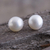 Cultured pearl stud earrings, 'White Light' - Fair Trade Silver and Cultured Pearl Stud Earrings thumbail