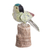 Serpentine and garnet sculpture, 'Blue Crested Bird' - Serpentine and Chrysocolla Gemstone Sculpture thumbail