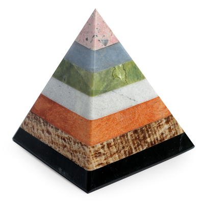 Gemstone pyramid sculpture, 'Energy of the Pyramid' - Hand Crafted Andean Gemstone Sculpture