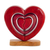 Wood sculpture, 'Heart Trio' - Artisan Crafted Women's Heart Shaped Folk Art Sculpture