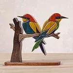 Wood Bird Sculpture, 'Bee Eaters'