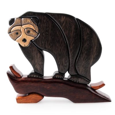Wood sculpture, 'Andean Black Bear' - Artisan Crafted Wood Sculpture