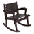 Tornillo wood and leather rocking chair, 'Chavin Deities' - Tornillo wood and leather rocking chair thumbail