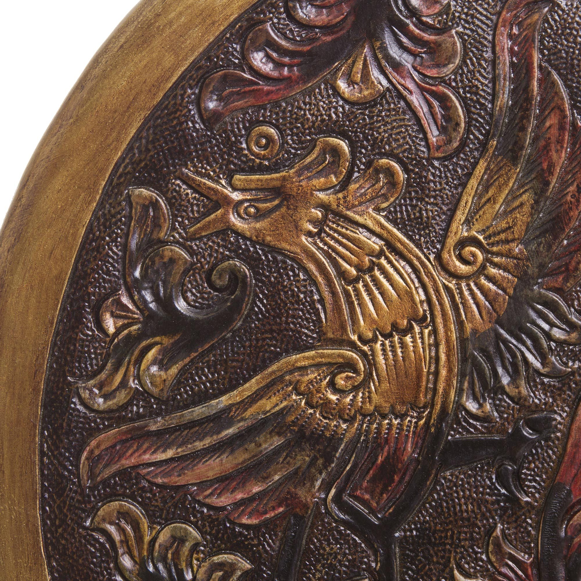 UNICEF Market HandTooled Leather Top Folding Table with Birds Motif