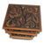 Mohena and leather accent tables, 'Bird of Paradise' (set of 3) - Artisan Crafted Tooled Leather Wood Side Table (Set of 3) (image 2b) thumbail