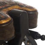 Mohena wood and leather stool, 'Bird of Paradise' - Hand Made Leather Wood Footstool Vaulted Horse Seat