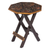 Mohena wood and leather folding table, 'Octagonal Birds of Paradise' - Peruvian Animal Themed Leather Wood Folding Table  thumbail