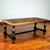 Mohena wood and leather coffee table, 'Andean Birds' - Mohena wood and leather coffee table thumbail