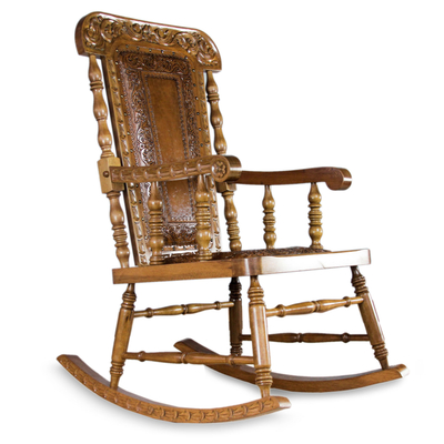 Colonial Wood Leather Chair
