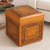 Leather ottoman, 'Golden Colonial Ivy' - Leather Ottoman (image 2) thumbail