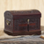 Mohena wood and leather jewelry box, 'Colonial Treasure' - Womens Colonial Leather and Wood Jewelry Box thumbail