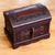 Mohena wood and leather jewelry box, 'Colonial Treasure' - Womens Colonial Leather and Wood Jewelry Box (image 2b) thumbail