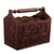 Mohena wood and leather magazine rack, 'Colonial Splendor' - Wood And Leather Hand Tooled Magazine Rack thumbail
