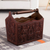 Mohena wood and leather magazine rack, 'Colonial Splendor' - Wood And Leather Hand Tooled Magazine Rack (image 2b) thumbail