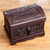 Mohena wood and leather jewelry box, 'Inca Domain' - Colonial Tooled Leather Jewelry Box (image 2) thumbail
