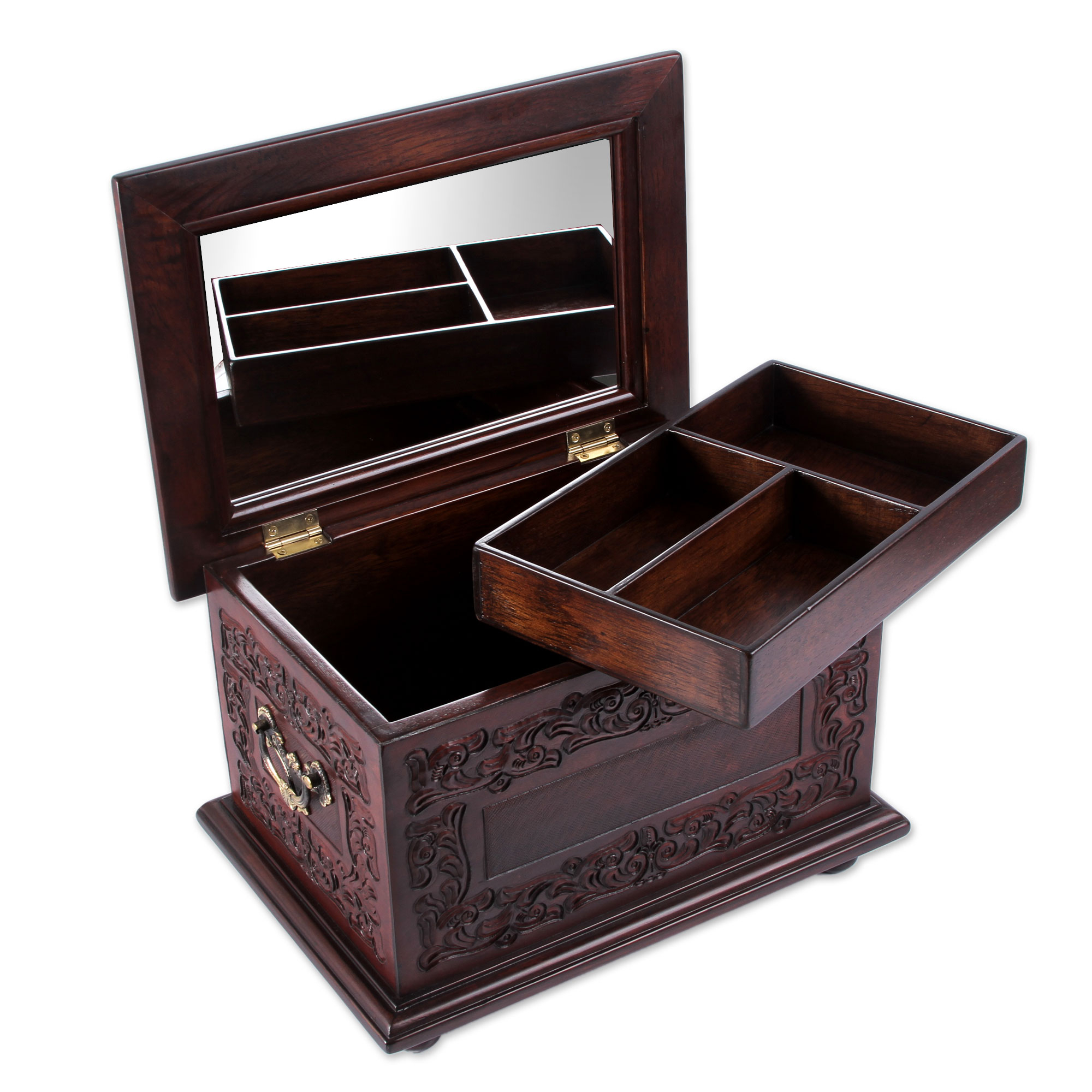 UNICEF Market Tooled Leather and Wood Jewelry Box Peruvian Elegance