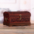 Mohena wood and leather jewelry box, 'Colonial Legacy' - Decorative Chest Colonial Leather Jewelry Box  (image 2) thumbail