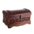Mohena wood and leather jewelry box, 'Colonial Legacy' - Decorative Chest Colonial Leather Jewelry Box  thumbail