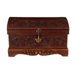 Mohena wood and leather jewelry box, 'Colonial Legacy' - Decorative Chest Colonial Leather Jewelry Box 