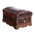 Mohena wood and leather jewelry box, 'Colonial Legacy' - Decorative Chest Colonial Leather Jewelry Box  (image 2d) thumbail