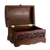 Mohena wood and leather jewelry box, 'Colonial Legacy' - Decorative Chest Colonial Leather Jewelry Box  (image 2e) thumbail