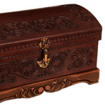 Mohena wood and leather jewelry box, 'Colonial Legacy' - Decorative Chest Colonial Leather Jewelry Box 