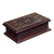 Cedar and leather Jewellery box, 'Inca Sun God' - Jewellery Box Leather Embossed Cedar Wood from Peru