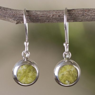Serpentine dangle earrings, 'Lady of Barranco' - Sterling Silver Dangle Serpentine Earrings