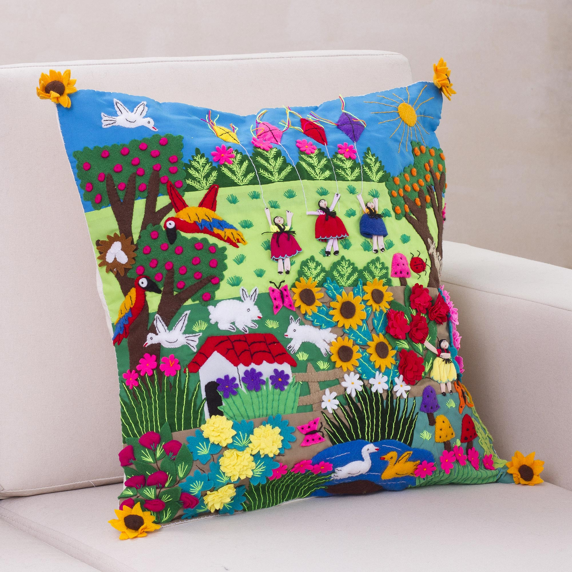 UNICEF Market | Artisan Hand Embroidered Applique Cushion Cover ...