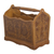 Wood and leather magazine rack, 'Colonial Iquilla Flower' - Floral Leather Wood Hand Tooled Magazine Rack thumbail