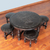 Cedar and leather table and stools (set of 4), 'Inca Legend' - Fine Leather Coffee Table and Hand Tooled Stools (Set of 4) (image 2b) thumbail
