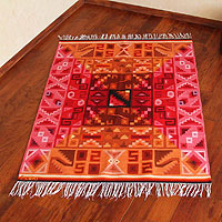 Wool rug, 'Calendar in Color' (4x5.5)