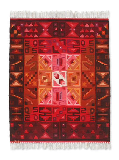 Wool rug, 'Calendar Magic' (4x5.5) - Wool rug (4x5.5)