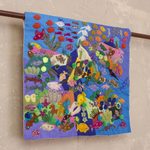 Applique wall hanging, 'Underwater World' - Handcrafted Peruvian Folk Art Wall Hanging
