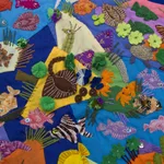 Applique wall hanging, 'Underwater World' - Handcrafted Peruvian Folk Art Wall Hanging