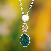 Chrysocolla pendant necklace, 'Tangled-Up'