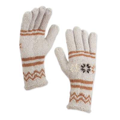 Alpaca Wool Patterned Gloves from Peru