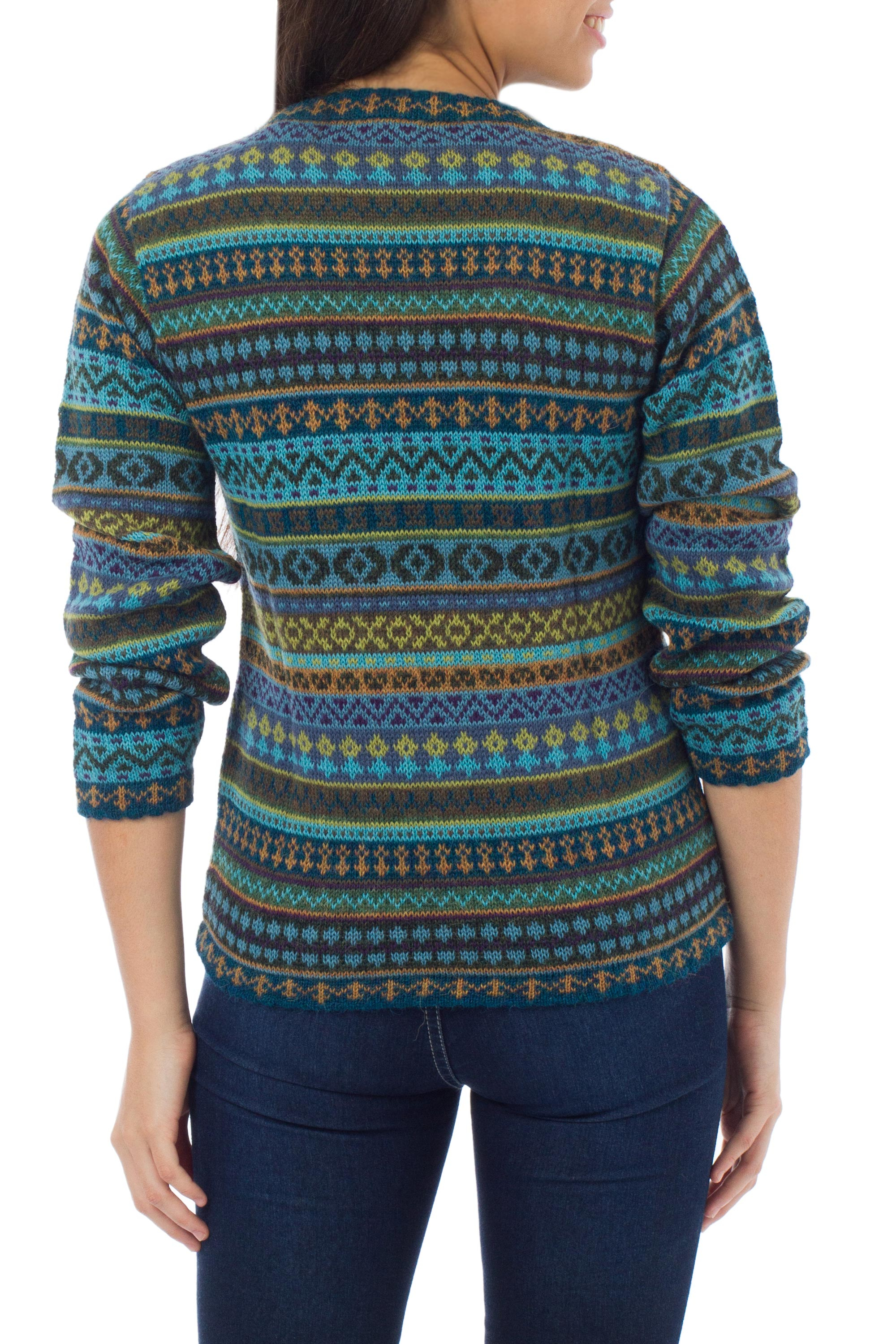 UNICEF Market | Women's Alpaca Art Knit Pullover Sweater - Andean Lakes