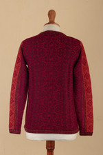100% alpaca sweater, 'Andean Poinsettia' - 100% Alpaca Wool Knit Cardigan Sweater