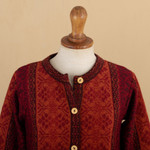100% alpaca sweater, 'Andean Poinsettia' - 100% Alpaca Wool Knit Cardigan Sweater