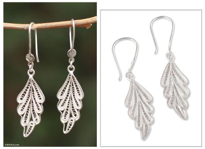 Sterling silver filigree earrings, 'Forest Magic' - Collectible Leaf Sterling Silver Filigree Earrings