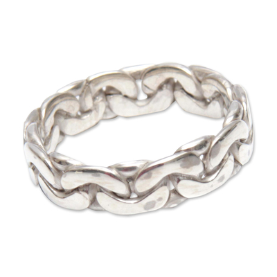 Men's braided silver ring, 'Brilliant' - Men's Fair Trade Sterling Silver Band Ring