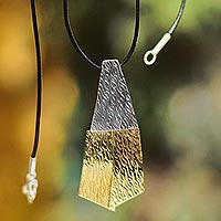 Silver and bronze pendant necklace, 'Radiance'