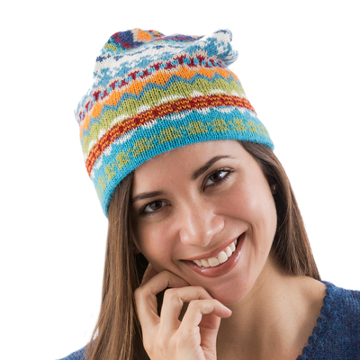 mütze aus 100 % Alpaka - Von Hand gefertigte Mütze aus Alpakawolle